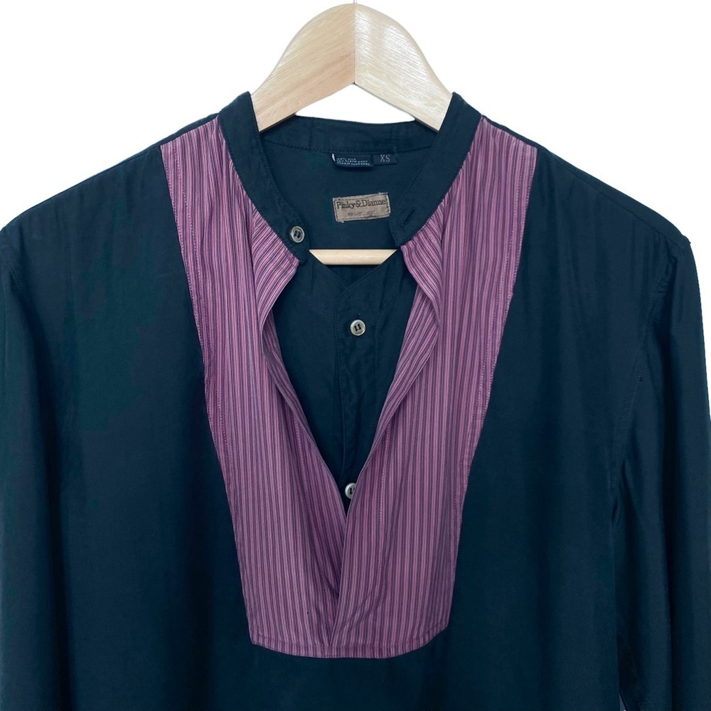 Vintage Pinky & Dianne 100% Silk Long Sleeve Tunic Top XS - Picture 3 of 9